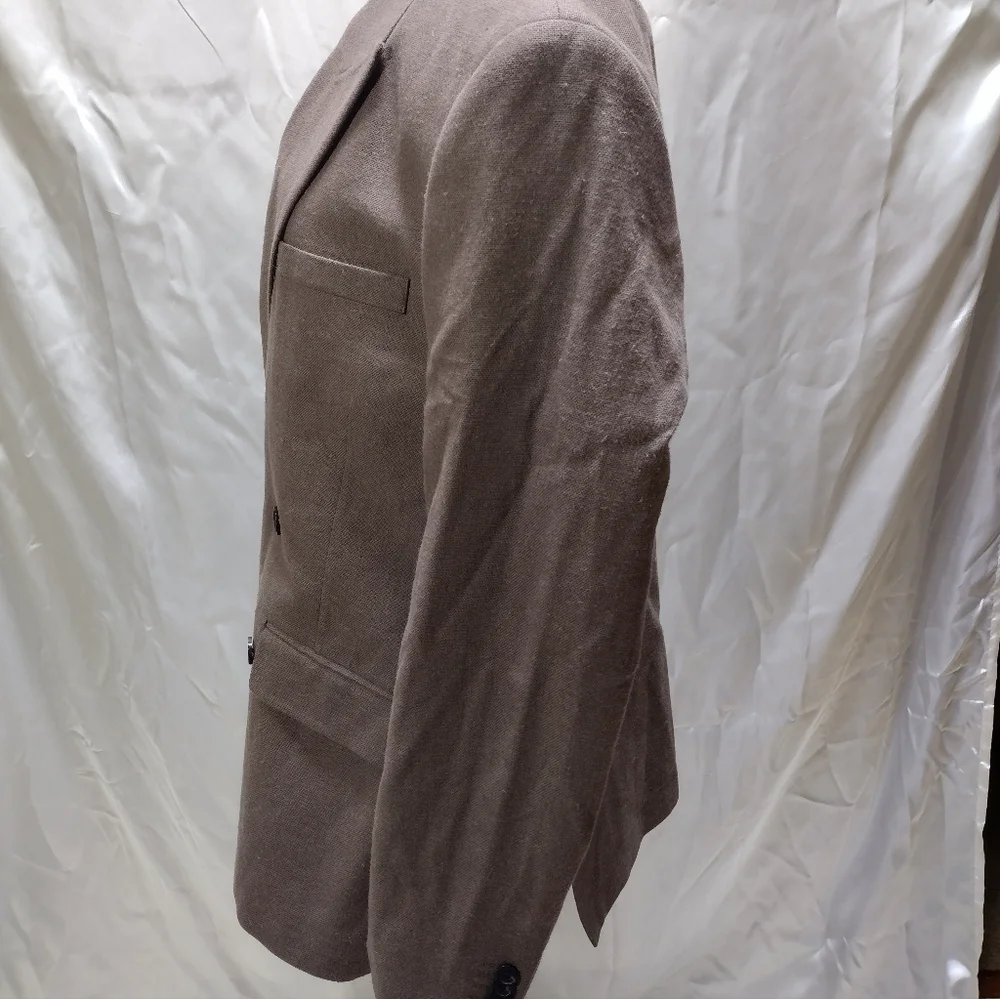 Abercrombie & Fitch Men's Collins Double Breasted Blazer Brown Linen Blend 40R